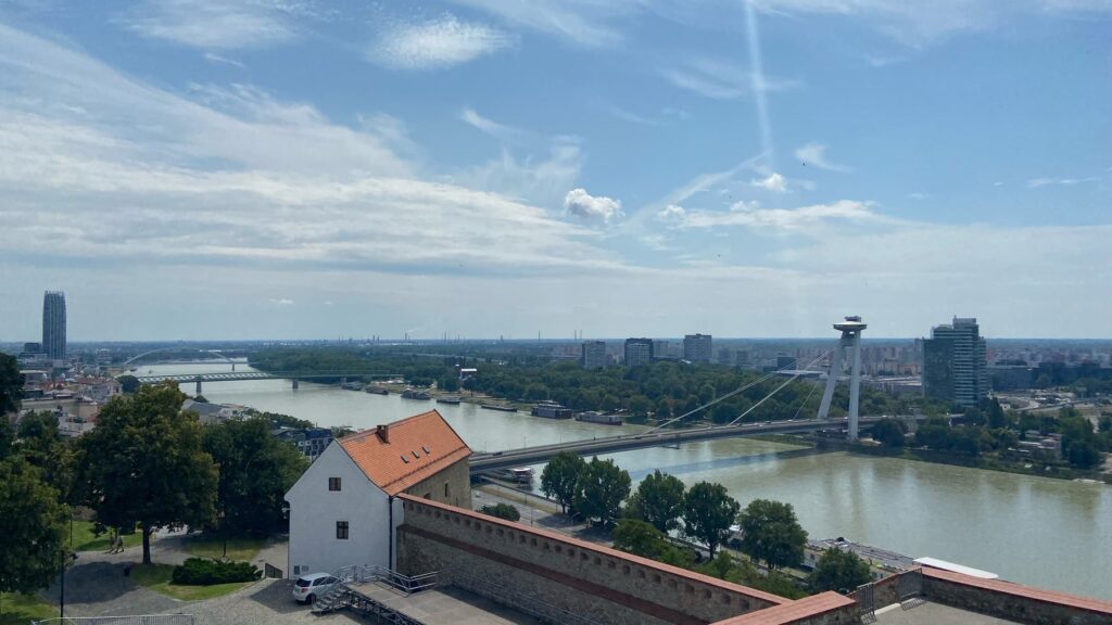 View of the Danube River from Bratislava Castle in Slovakia