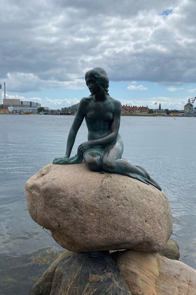 The Little Mermaid statue by the waterfront in Copenhagen, Denmark