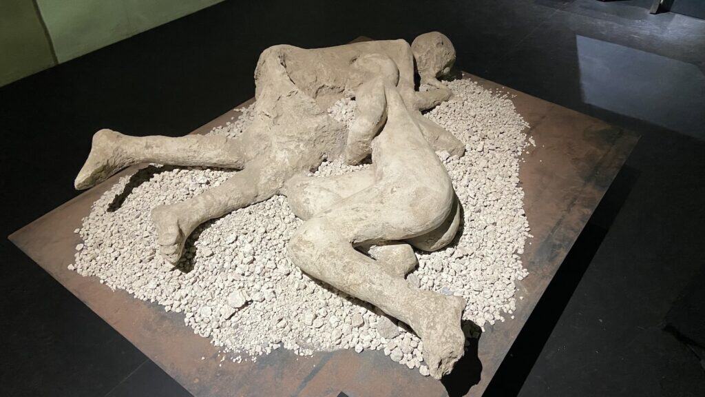 Plaster casts of victims preserved in Pompeii