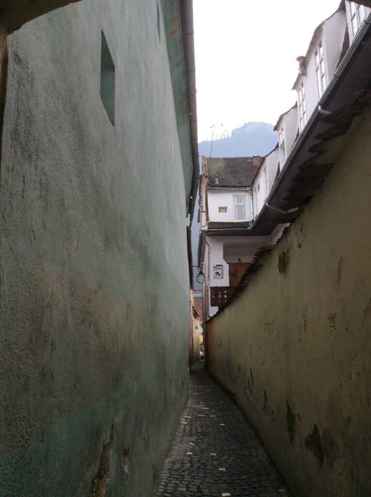 Strada Sforii, one of the narrowest streets in Europe, in Brașov