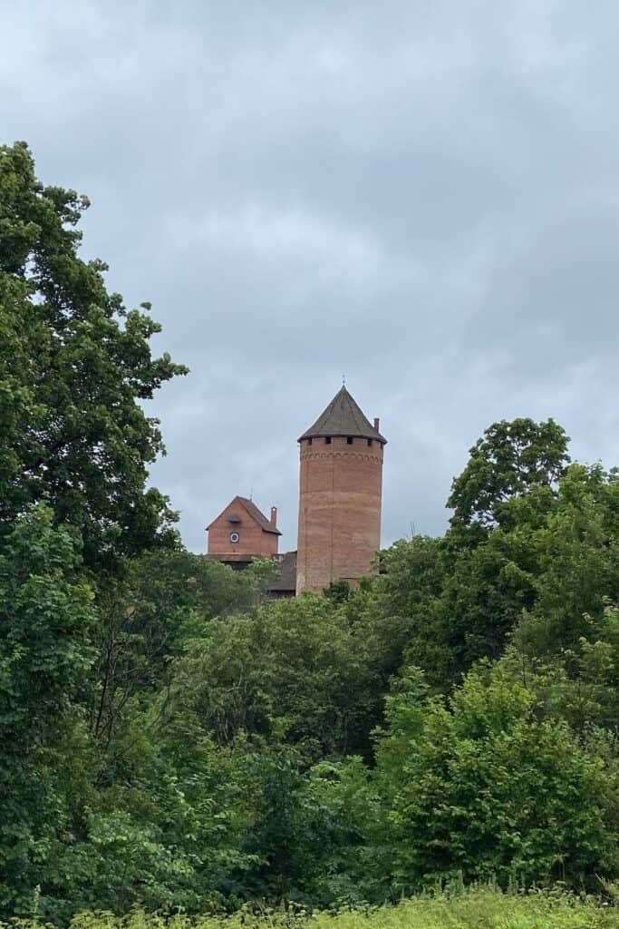 Beautiful view of Turaida Castle between the trees