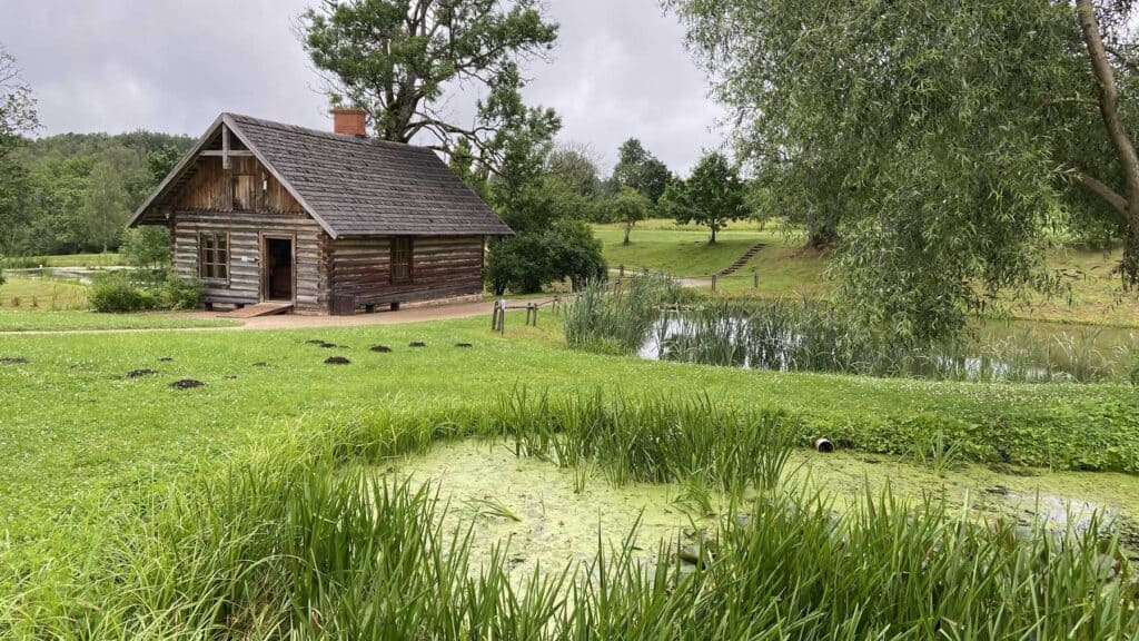 Wooden house in the Turaida Ethnographic Museum surrounded by nature